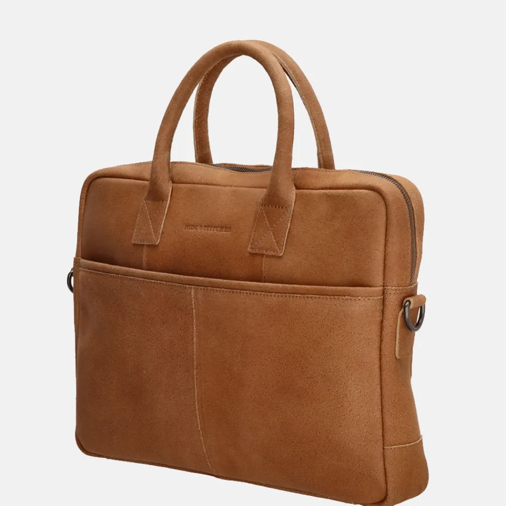 Heren Laptoptassen | Dames Laptoptassen^Hide & Stitches Promotie laptoptas 15.6 inch cognac