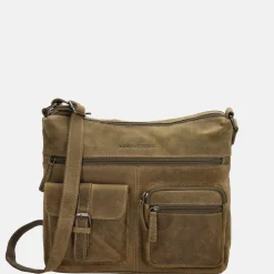Schoudertassen^Hide & Stitches schoudertas olive green