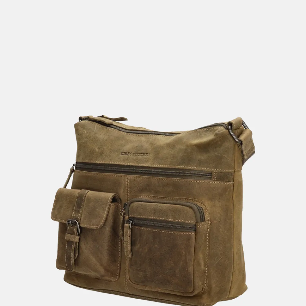 Schoudertassen^Hide & Stitches schoudertas olive green