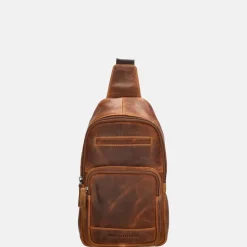 Crossbody Tassen^Hide & Stitches slingback crossbody tas cognac
