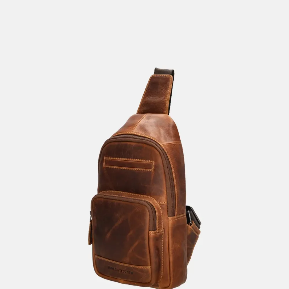 Crossbody Tassen^Hide & Stitches slingback crossbody tas cognac