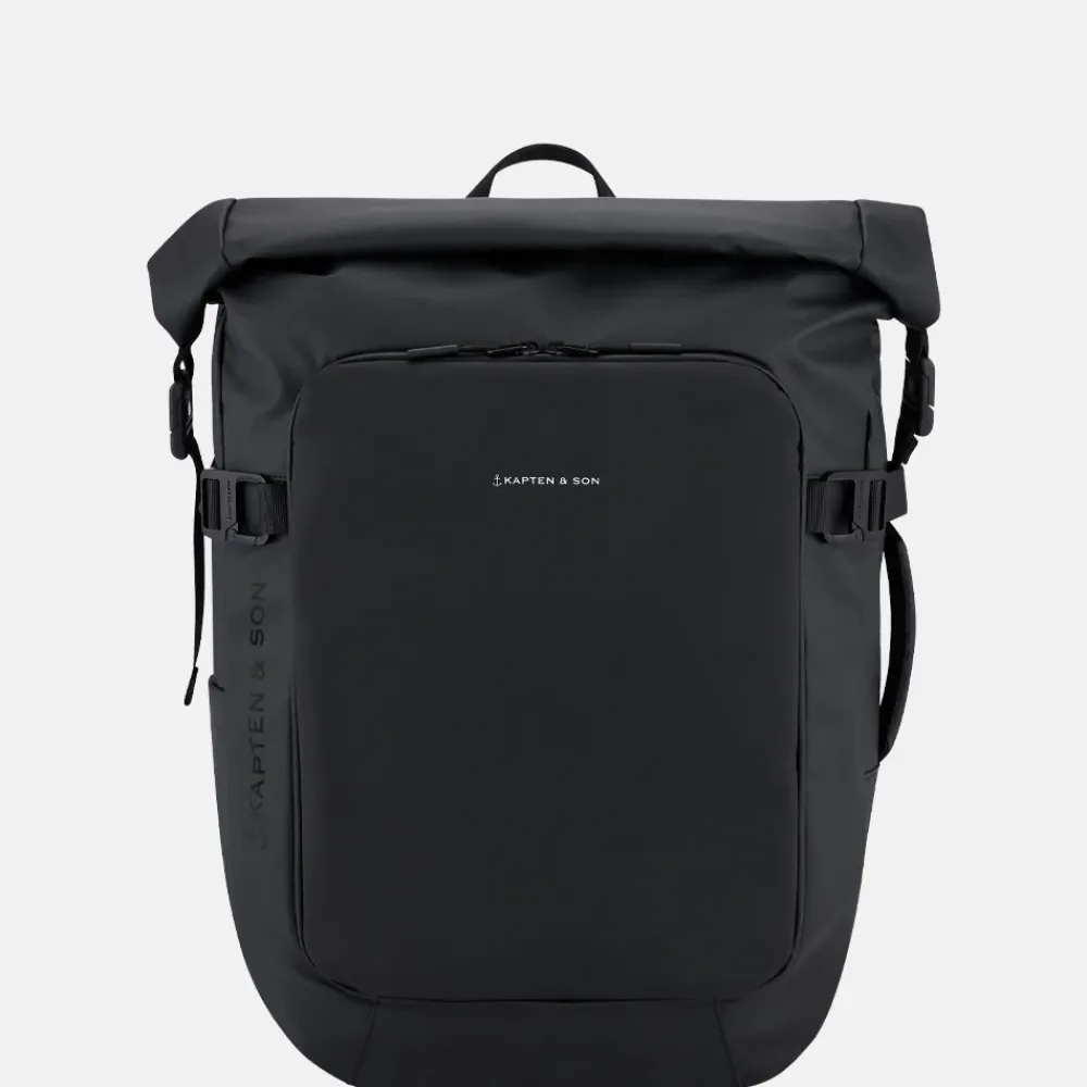 Laptop Rugzakken^Kapten & Son Lisbon roll-top laptoprugzak all black