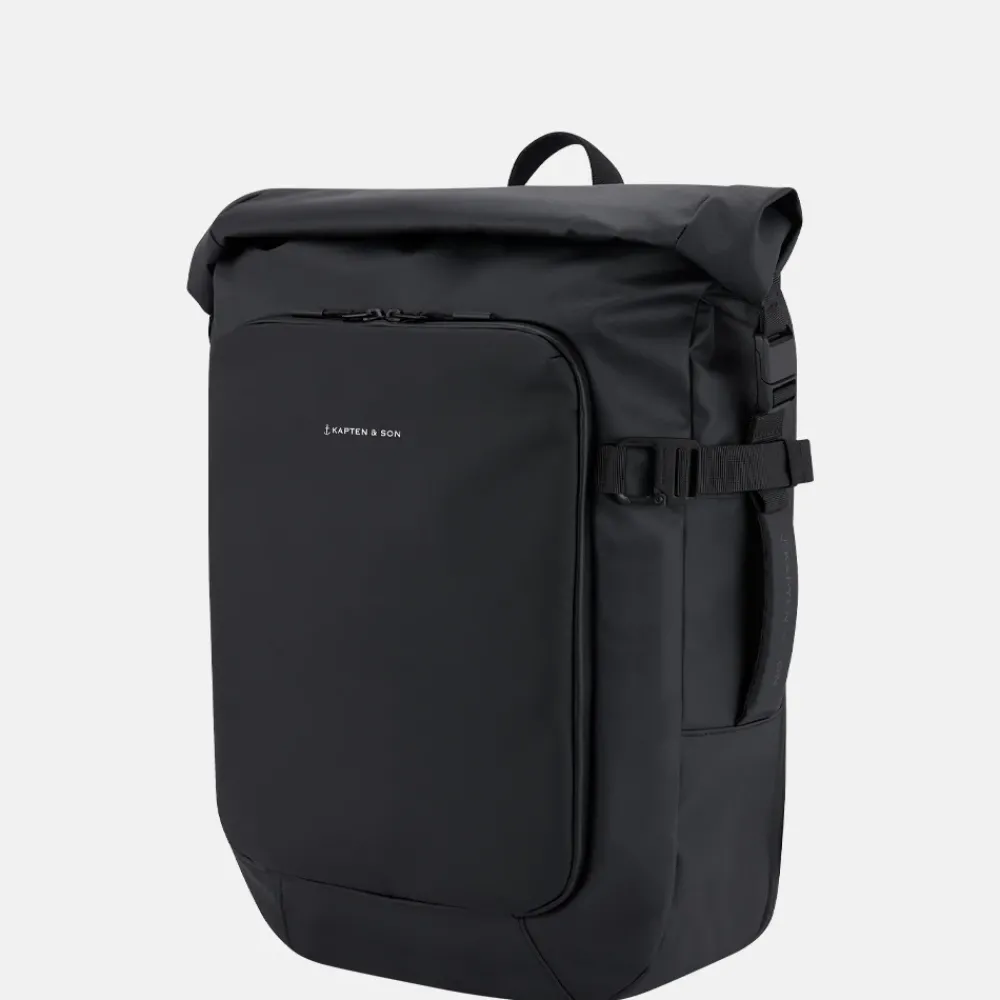 Laptop Rugzakken^Kapten & Son Lisbon roll-top laptoprugzak all black