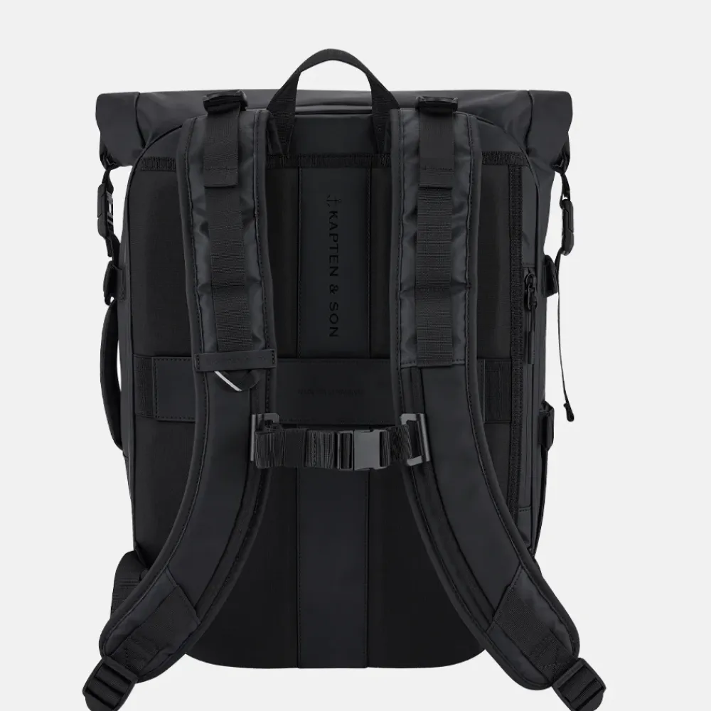 Laptop Rugzakken^Kapten & Son Lisbon roll-top laptoprugzak all black