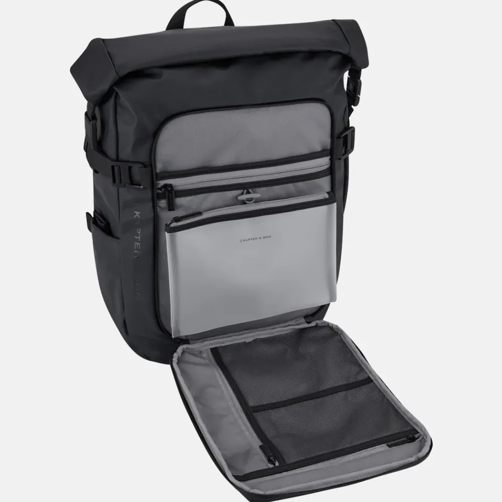 Laptop Rugzakken^Kapten & Son Lisbon roll-top laptoprugzak all black
