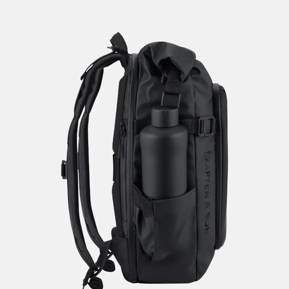 Laptop Rugzakken^Kapten & Son Lisbon roll-top laptoprugzak all black