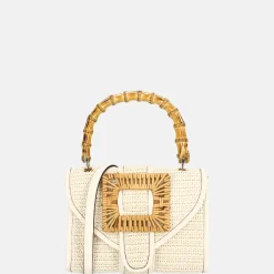 Handtassen^Laurent David Bamboo handtas S off white