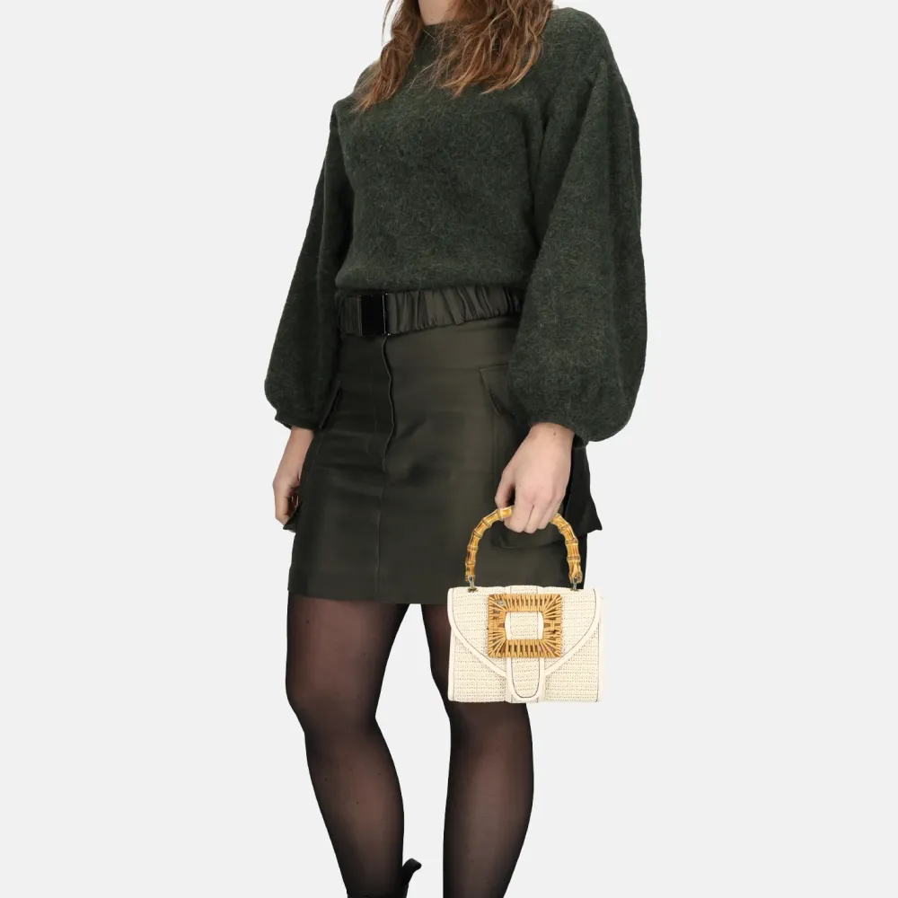 Handtassen^Laurent David Bamboo handtas S off white