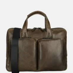 Heren Laptoptassen^Leonhard Heyden Porto 14 inch laptoptas grey brown