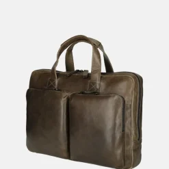 Heren Laptoptassen^Leonhard Heyden Porto 14 inch laptoptas grey brown