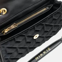 Schoudertassen^Nikkie Ann velvet schoudertas black