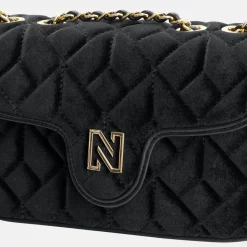 Schoudertassen^Nikkie Ann velvet schoudertas black