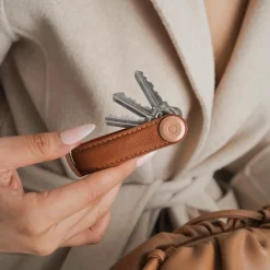 Sleuteletuis^Orbitkey 2.0 Pebbled Leather sleuteletui amber