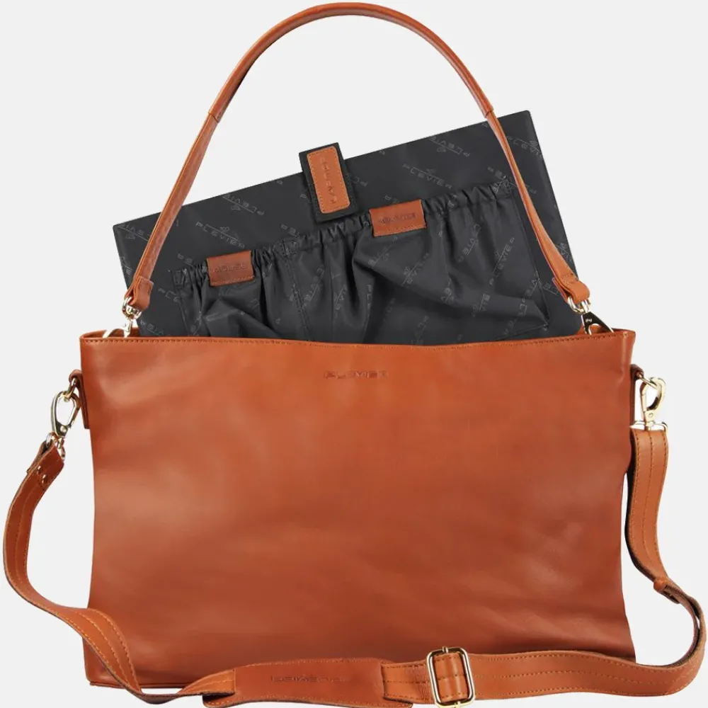 Dames Laptoptassen^Plevier Millau laptoptas 15 inch cognac