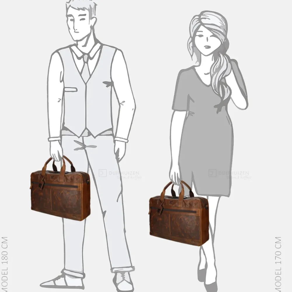 Heren Laptoptassen | Dames Laptoptassen^Pylos 59 Sarda laptoptas 17 inch laptoptas brandy
