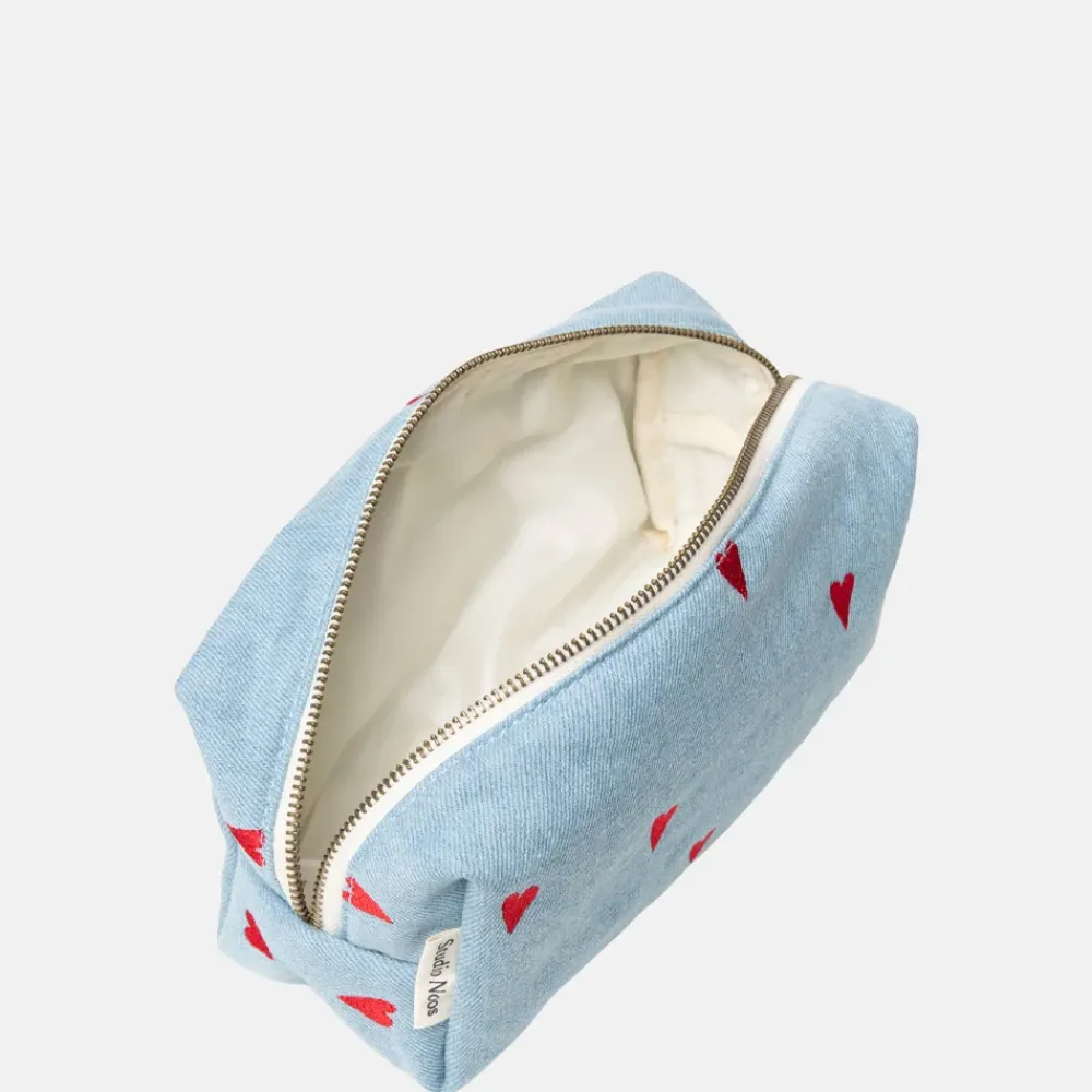Toilettassen^Studio Noos Denim Hearts toilettas S denim