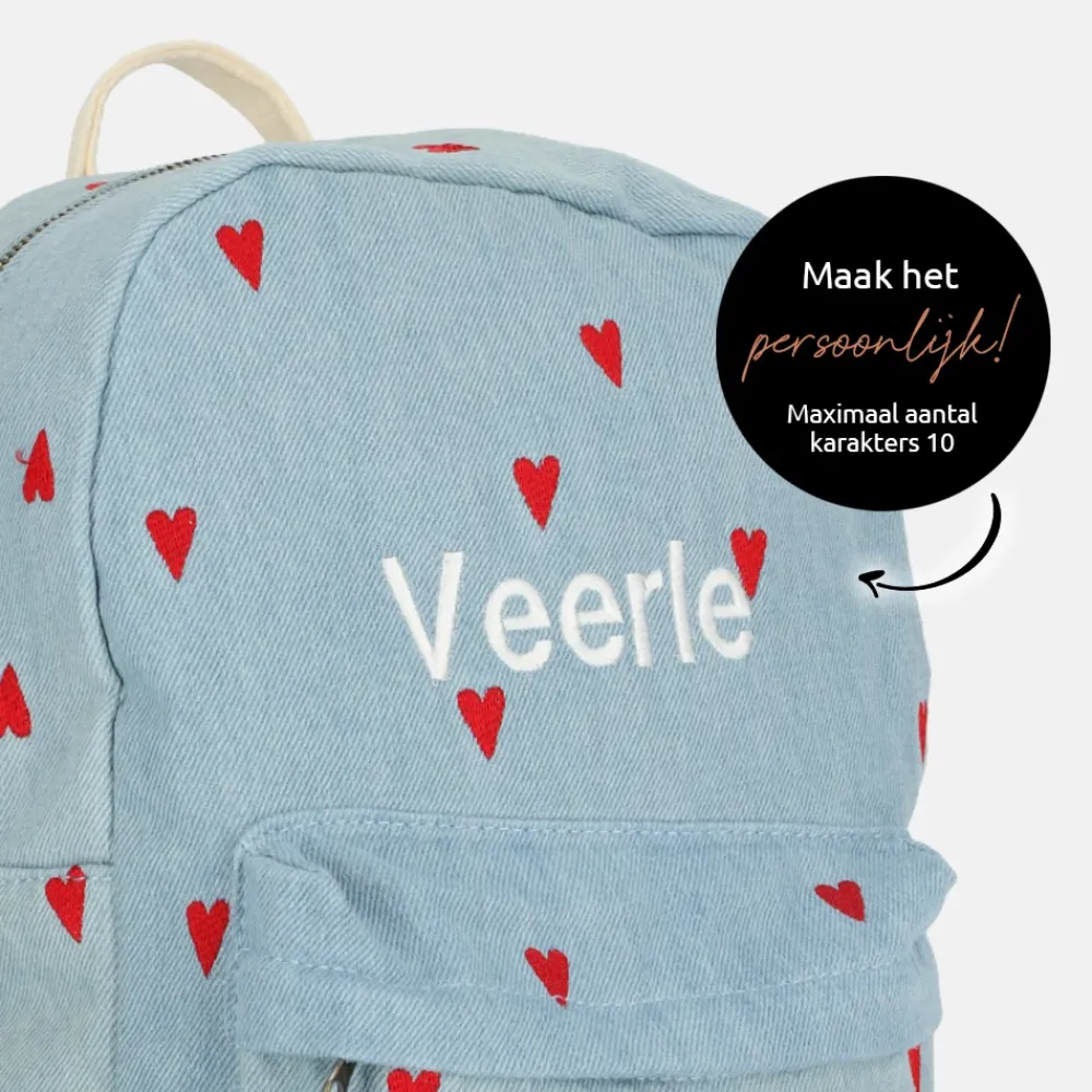 Kinderrugzakken | Kinderschooltassen^Studio Noos Denim Hearts kinderrugzak denim