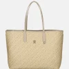 Shoppers^Tommy Hilfiger Monoplay leather handle tote shopper beige