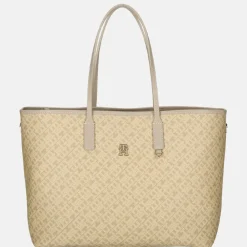 Shoppers^Tommy Hilfiger Monoplay leather handle tote shopper beige