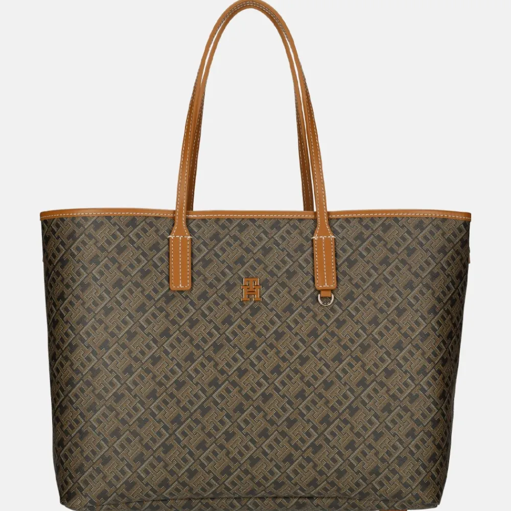 Shoppers^Tommy Hilfiger Monoplay leather handle tote black/tan mix