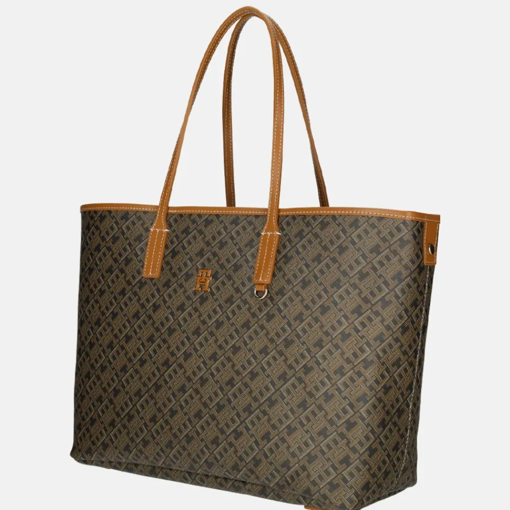 Shoppers^Tommy Hilfiger Monoplay leather handle tote black/tan mix