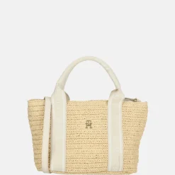 Handtassen^Tommy Hilfiger Riet Spring Logotape handtas mini beige