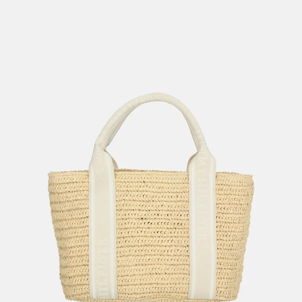 Handtassen^Tommy Hilfiger Riet Spring Logotape handtas mini beige