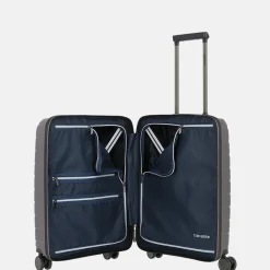 Handbagage Koffers^Travelite Air Base Frontpocket handbagage koffer 55 cm antraciet