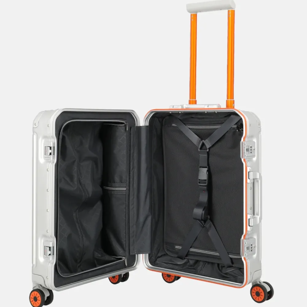 Handbagage Koffers^Travelite Next 2.0 handbagage koffer 55 cm Limited Edition silver-orange