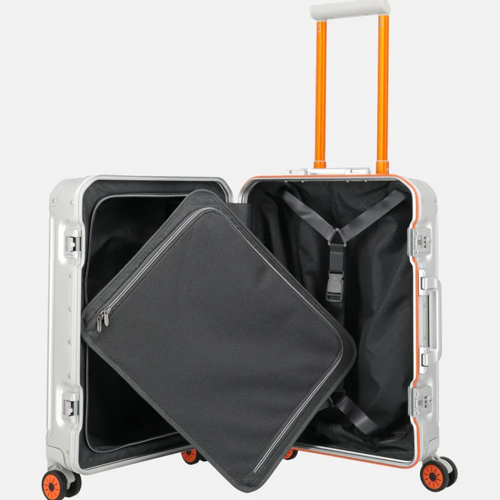 Handbagage Koffers^Travelite Next 2.0 handbagage koffer 55 cm Limited Edition silver-orange