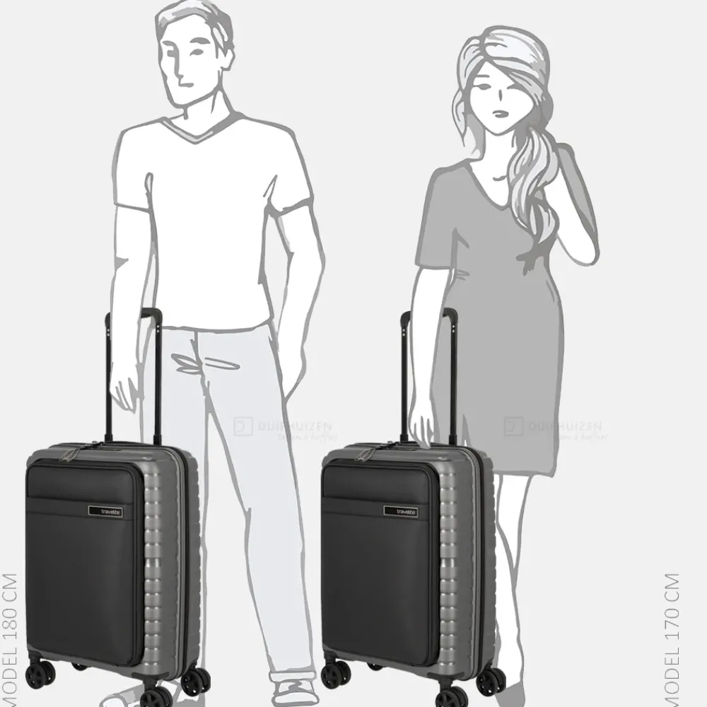 Handbagage Koffers^Travelite Trient Frontpocket handbagage koffer 55 cm anthracite