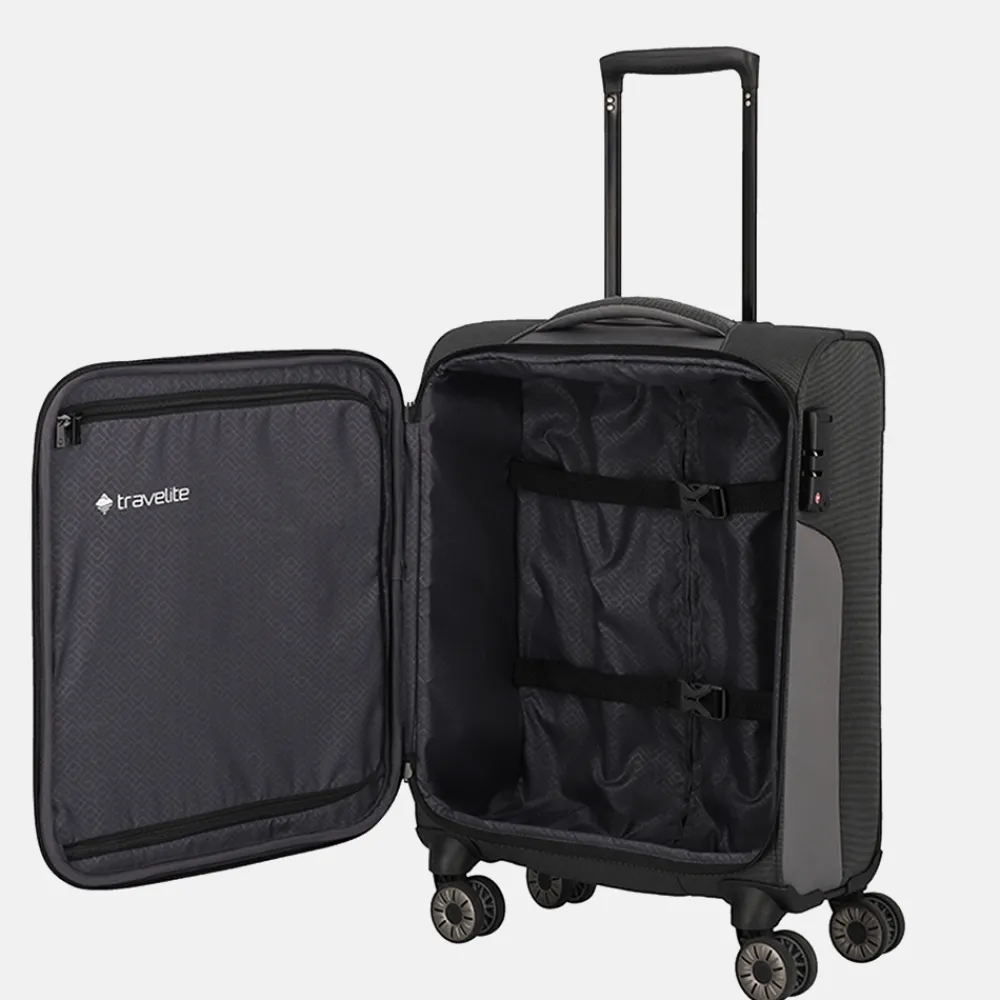 Handbagage Koffers^Travelite Viia handbagage koffer 55 cm anthracite