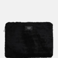 School Accessoires | Laptophoezen^Wouf Black Forest laptophoes 13/14 inch faux fur